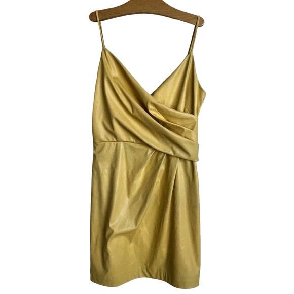 Ramy Brook Sonnet Faux Leather Mini Dress in Pale Yellow - Picture 2 of 7
